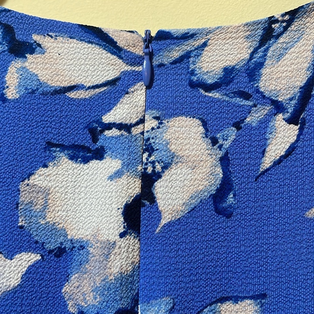 Womens New JH Blue Floral Midi Zip V-Neck 3/4 Sleeves Dress - Picture 7 of 7